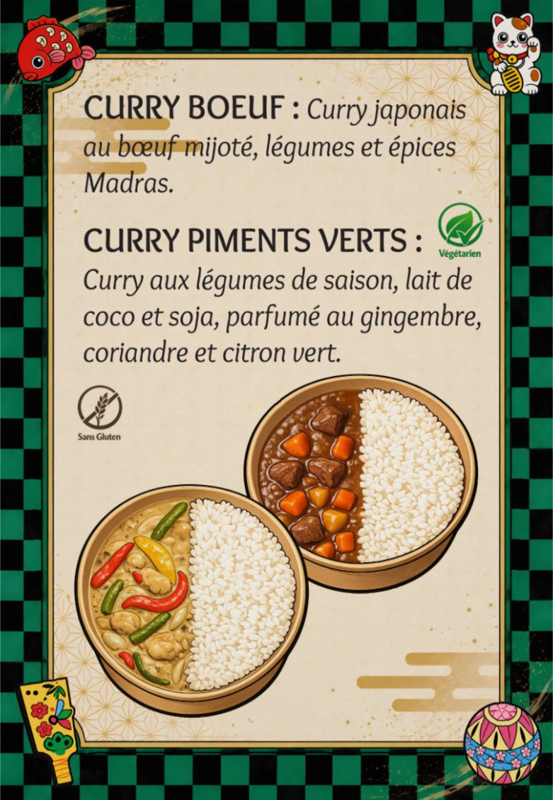 Affiche informative sur les currys Bento Kanoya
