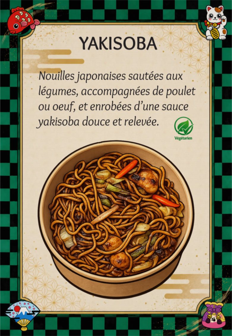 Affiche informative sur les yakisoba Bento Kanoya