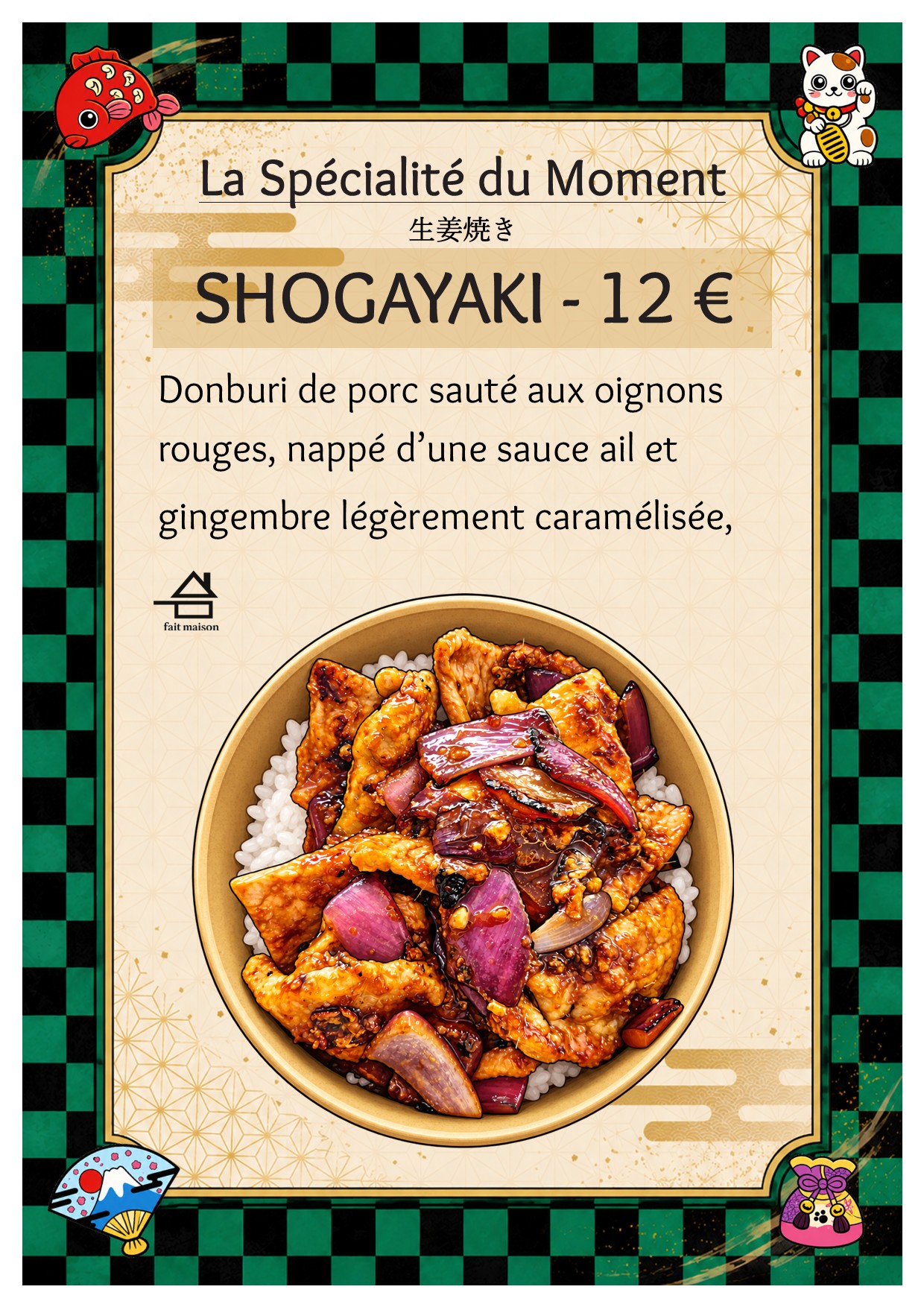 Plat du jour Bento Kanoya avec tarif